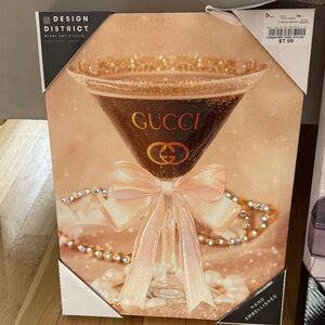 Gucci Peach and Gold Martini Glass Art